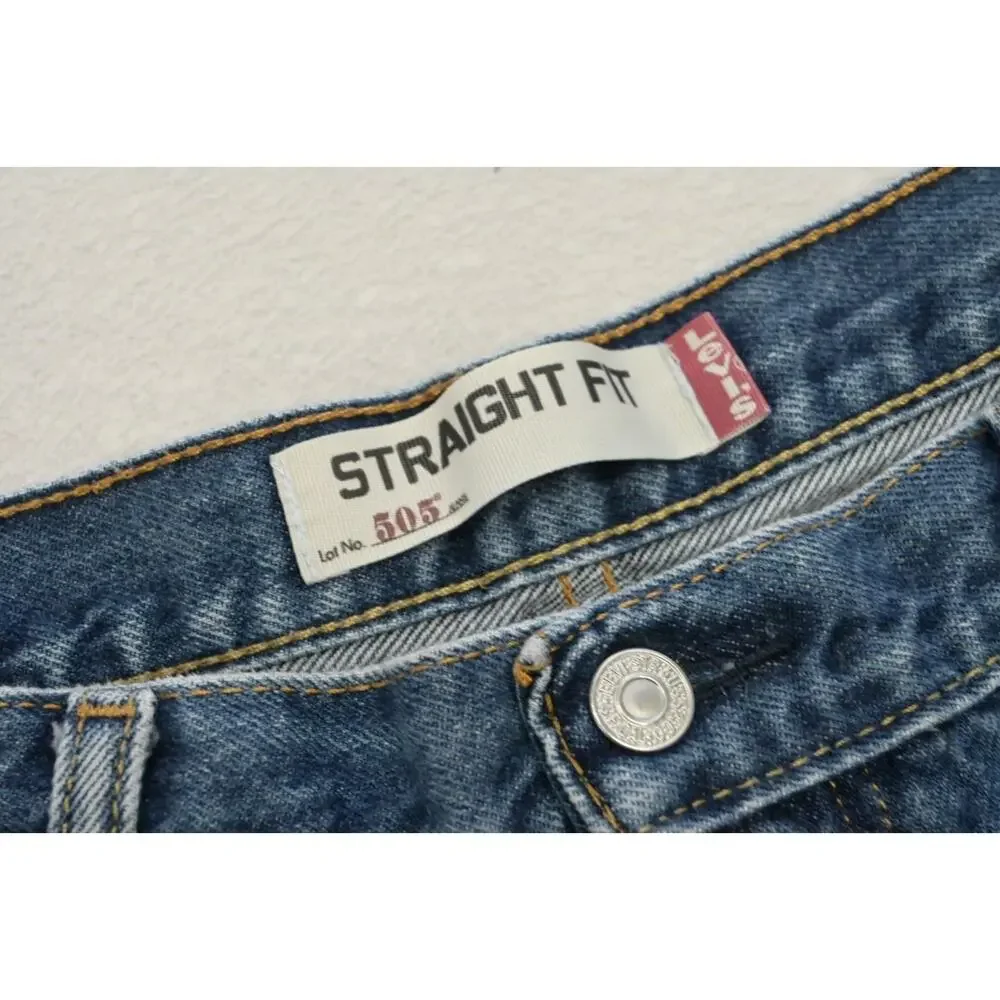 Levi's 505 Regular Fit Straight Blue Rugged Denim Jeans Mens Size‎ 40 x 30